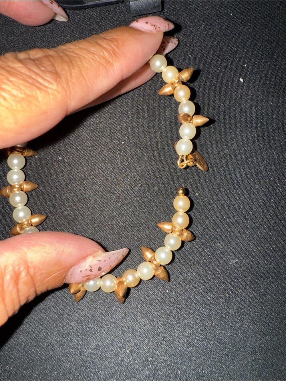 Alexi and Ani Pearl and Gold-Tone Spike Beaded Bracelet